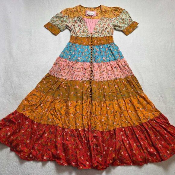 Anthropologie Dresses & Skirts - XSP By Anthropologie Tiered & True floral maxi prairie dress XS Petite 2